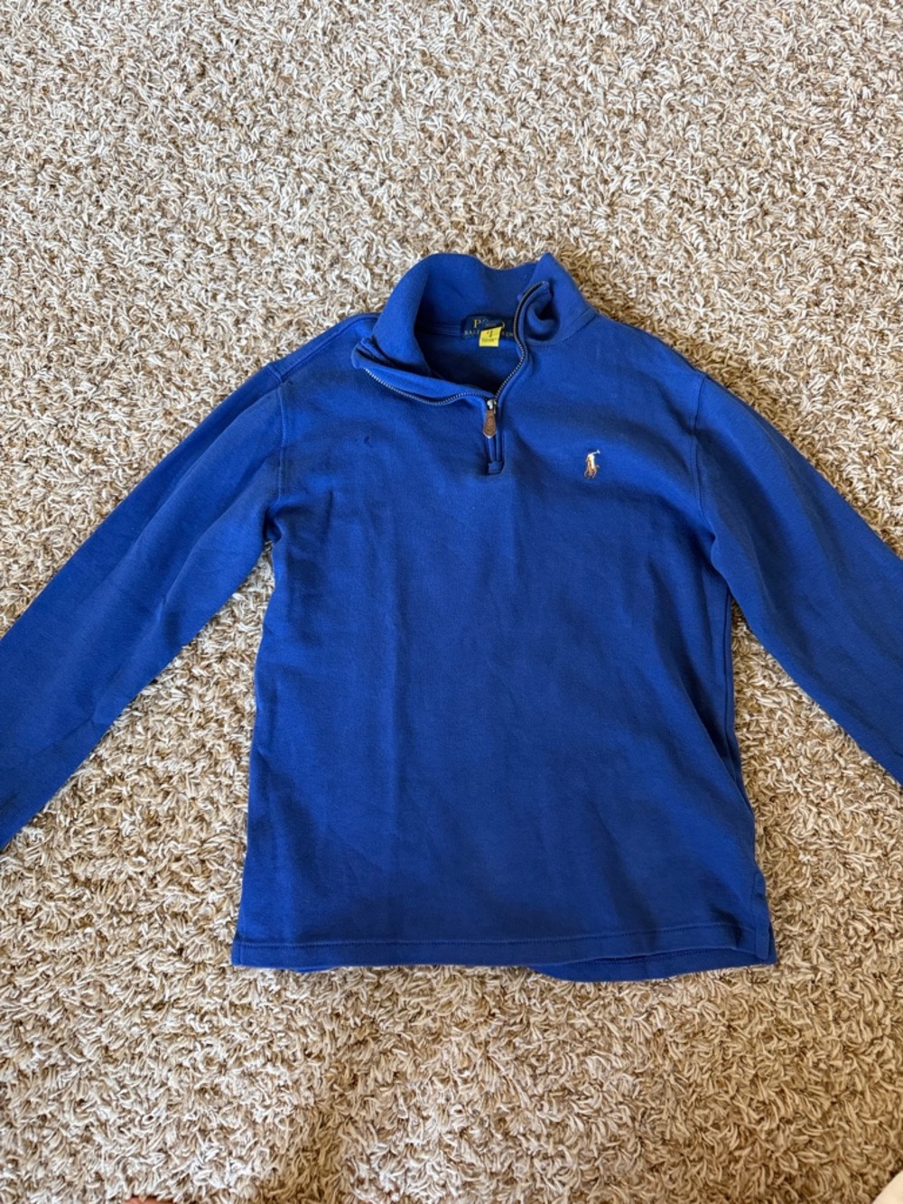 Ralph Lauren Royal Blue Quarter-Zip Pullover Hoodie for Kids